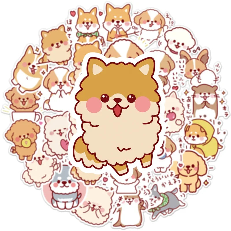 10/30/50PCS Kawaii Fluffy Dog Sticker Aesthetic Children's PVC Korean Stationery School Supplies Decoration Scrapbooking