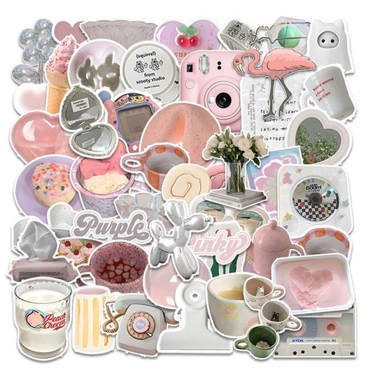 Kawaii Pink Cartoon Stickers for Phone Laptop Luggage Skateboard - 10/30/50PCS