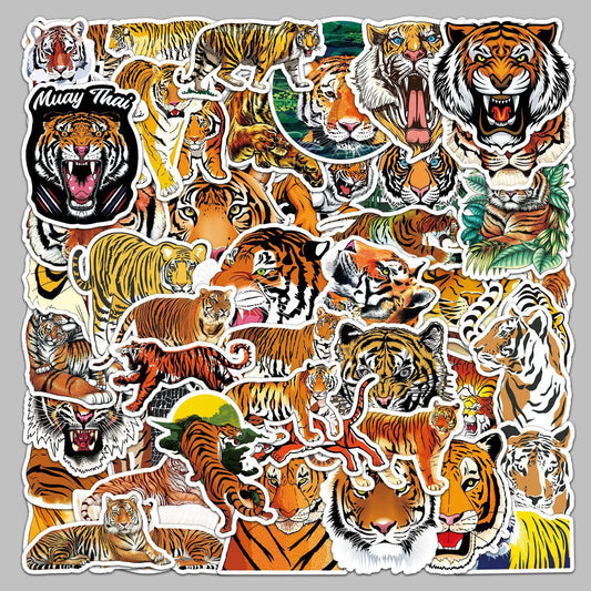 50Pcs Fierce Tiger Graffiti Stickers for Helmet, Wall, Desktop Decoration