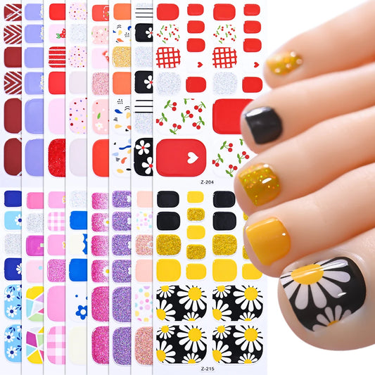 Glitter Pink Toe Nail Stickers - Daisy Design Decals