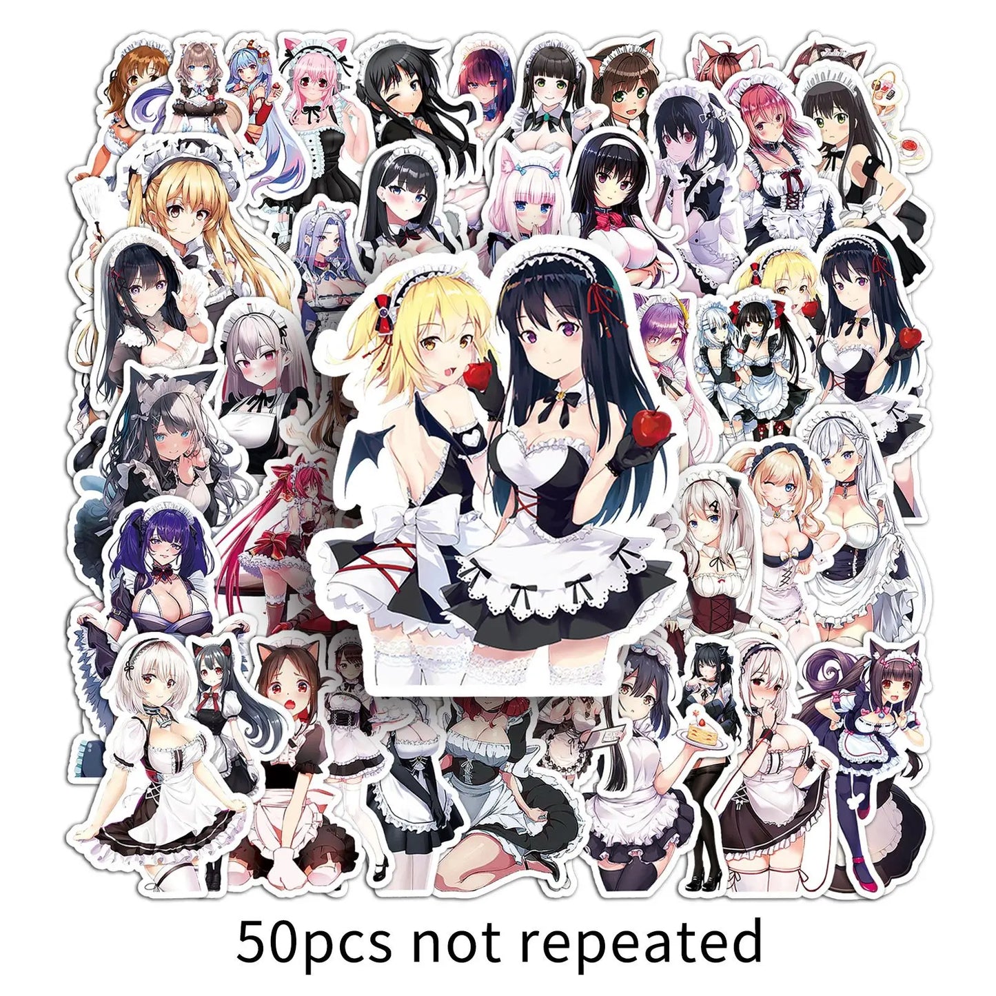 50pcs Sexy Maid Graffiti Stickers for Helmets, Walls, DIY Decoration Wholesale