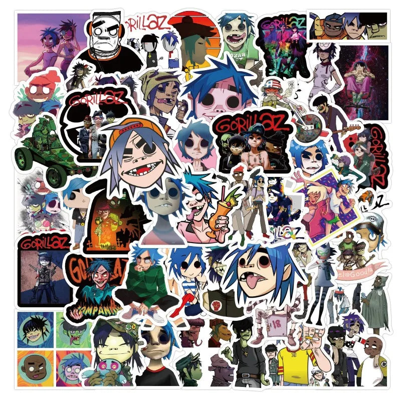 Gorillaz Cartoon Stickers Pack for Luggage, Car, Laptop, and More