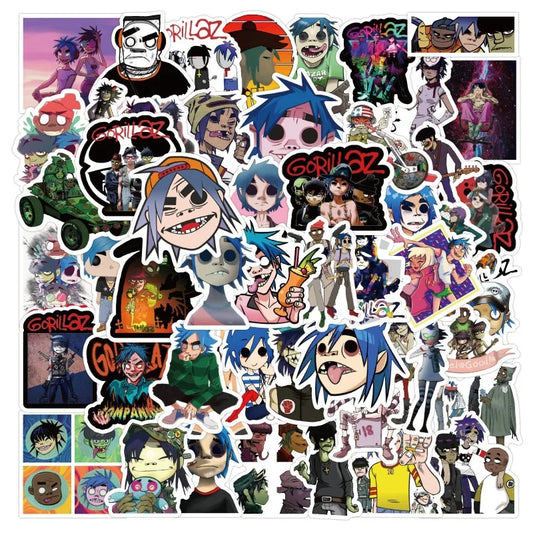 Gorillaz Cartoon Stickers Pack for Luggage, Car, Laptop, and More