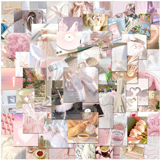 Cute Pink Ballet Stickers - 10/30/60pcs Aesthetic Cartoon Decals for Laptop, Notebook, Suitcase, Phone