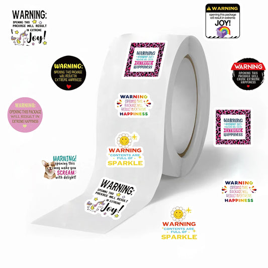 500pcs Warning Phrase Reward Sticker Roll Labels Cartoon Roll Sticker for Kids Gift Decor Envelope Sealing Scrapbooking