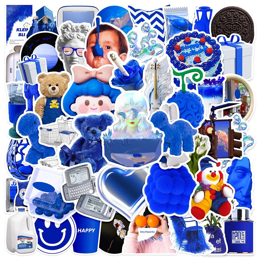 10/30/50PCS Funny Blue Cartoon Ins Style Stickers Toys DIY Notebook Phone Bike Skateboard Suitcase Waterproof Cute Decals Gifts