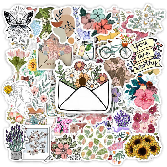 Lovely Floral Pattern Stickers DIY Toy Gift Decorative Graffiti Decal for Phone Luggage Laptop Bottles Scrapbook Waterproof