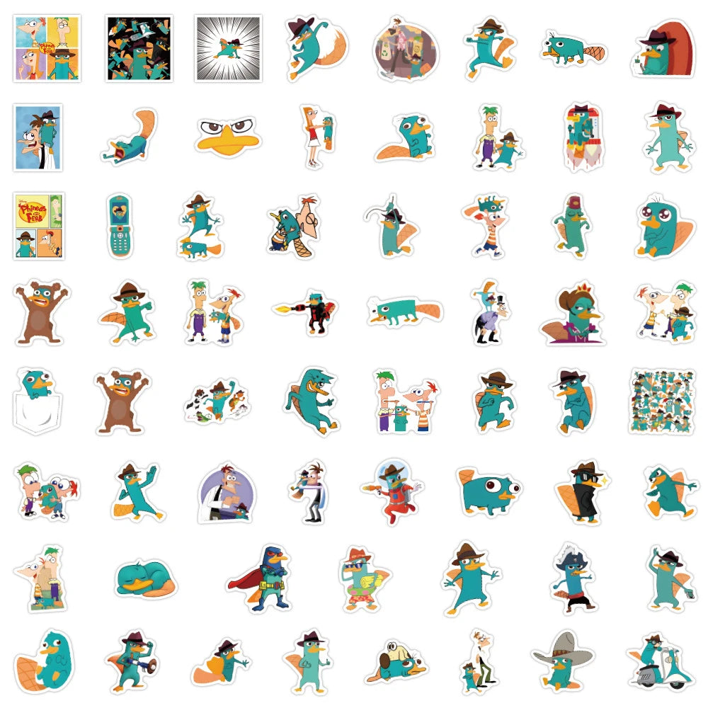 10/30/55pcs Disney Cute Cartoon Perry the Platypus Stickers Waterproof Decals DIY Laptop Suitcase Phone Funny Decoration Sticker