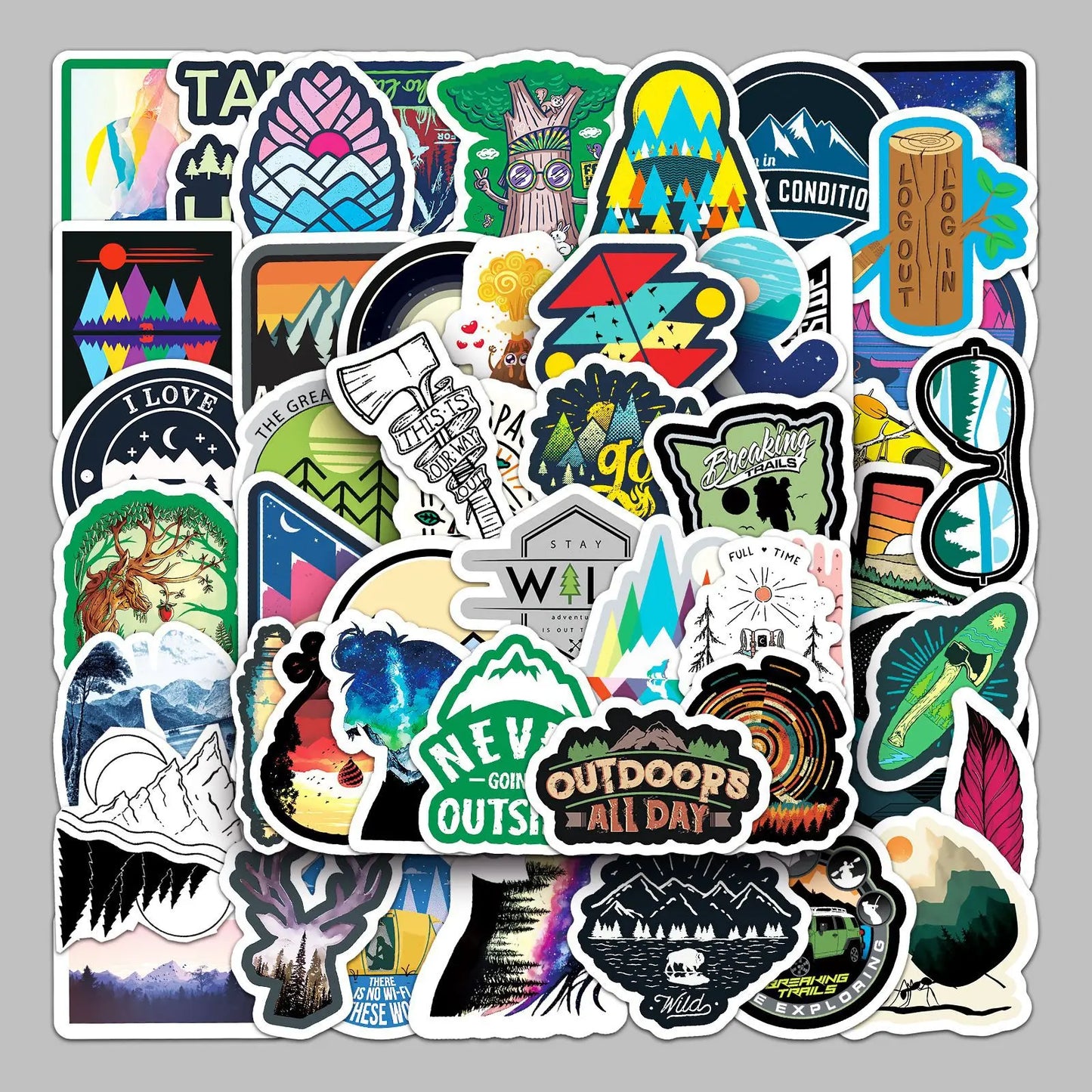 52pcs Cartoon Outdoor Travel Graffiti Stickers for Helmet, Desktop, Wall Decoration, DIY