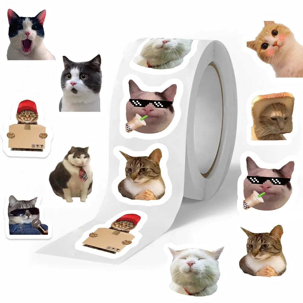 50-500pcs Funny Cartoon Cat Sticker Children Label Stickers Cute Toy Phone Laptop Notebook DIY Gift Sealing Decoration Sticker
