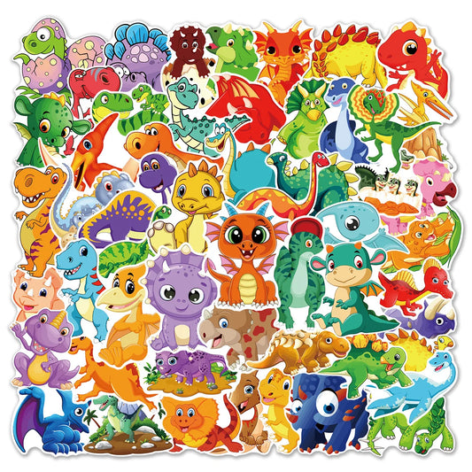 Mixed Cartoon Dinosaur Stickers for Scrapbook, Water Bottle, Phone, Laptop, Guitar Decal (10/25/50pcs)