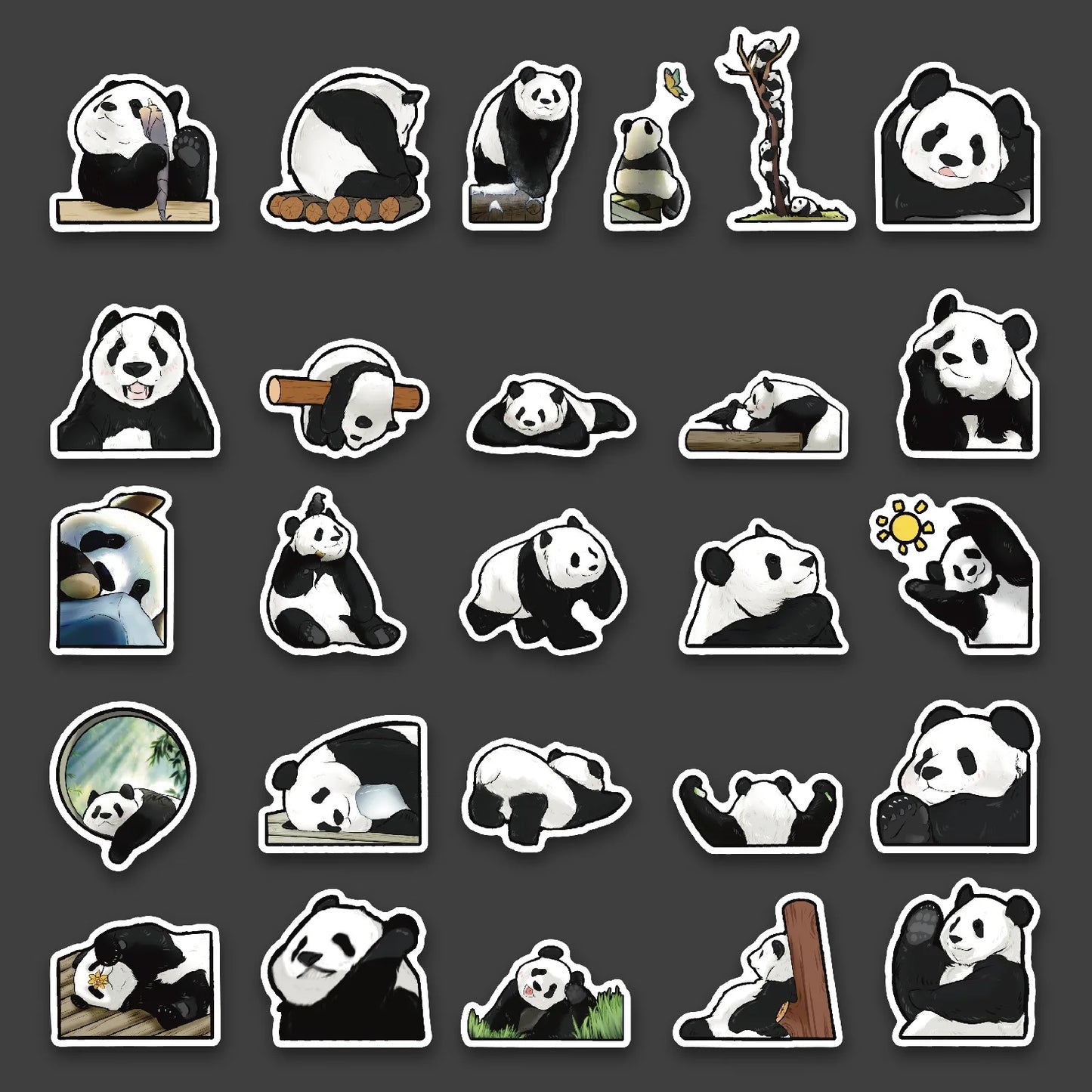 10/30/50PCS Kawaii Panda Stickers Cute Animal Sticker DIY Luggage Laptop Phone Guitar Car Bike Skateboard Graffiti Decals Toy