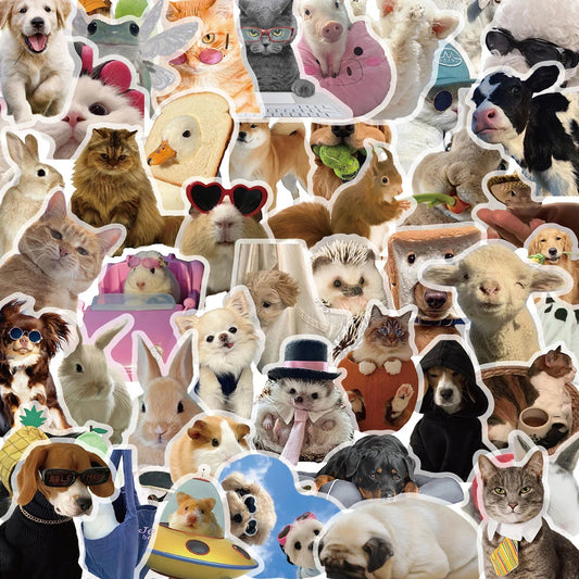 Cute Animal Meme Stickers for Laptop, Phone, Suitcase, Kids Toy - 10/30/50pcs