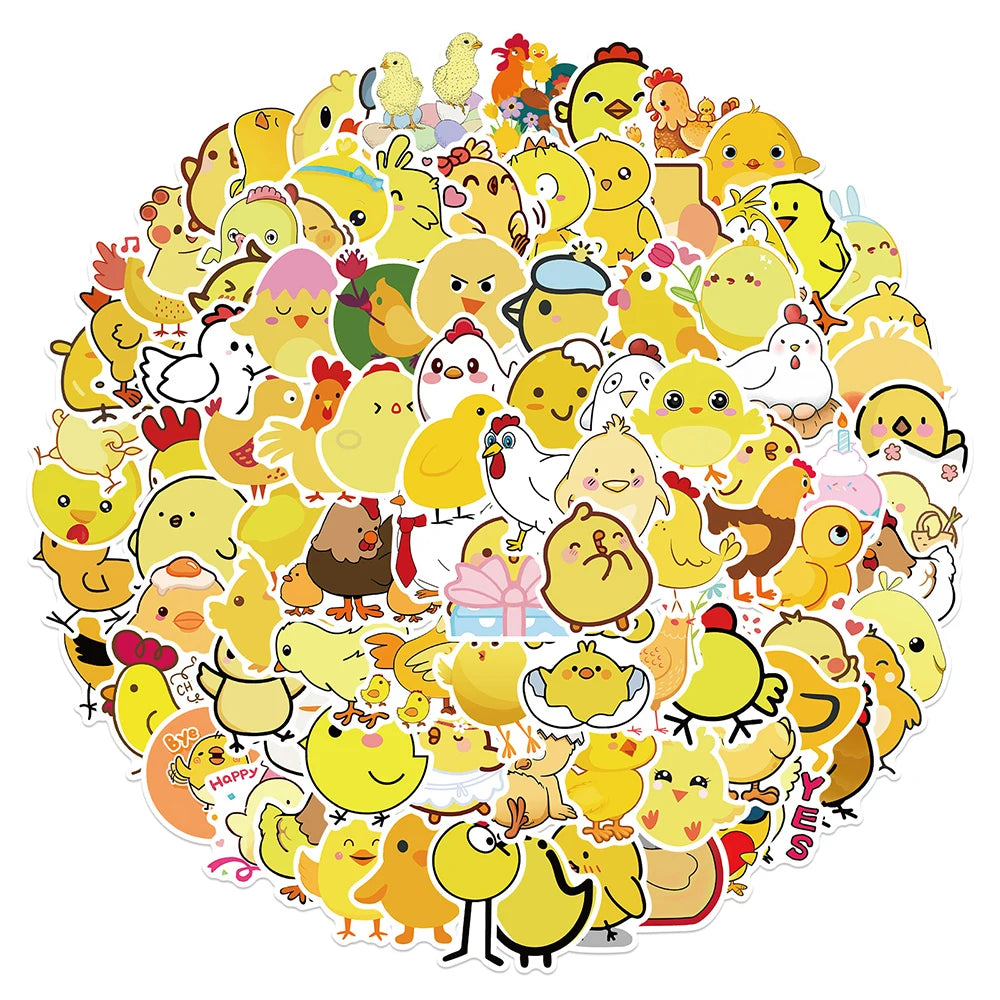 10/30/50/100PCS Cute Chicken Animall Stickers For Kids DIY Handbook Scrapbooking Phone Laptop Wall Decals Decoration Car Sticker