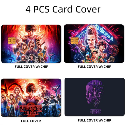 Stranger Things Anime Card Skin Stickers 4pcs Set