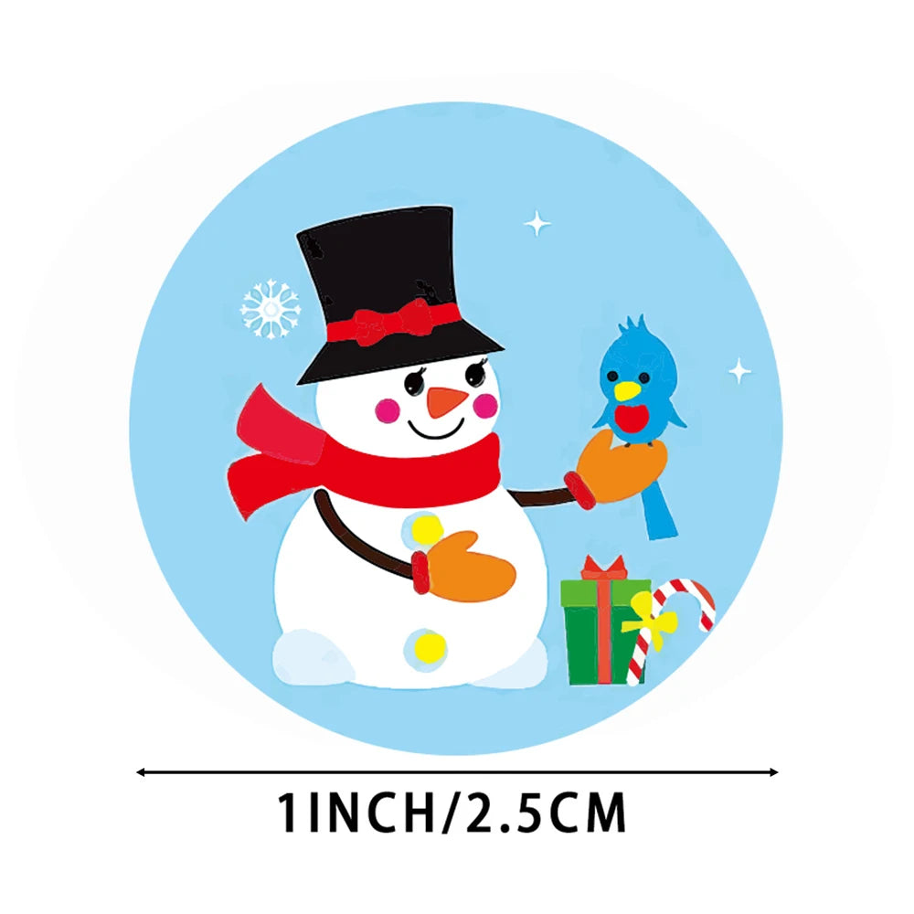 100-500pcs Snowman Merry Christmas Stickers Seal Labels For Gift Card Box Package Thank You Label Sealing Stickers Stationery