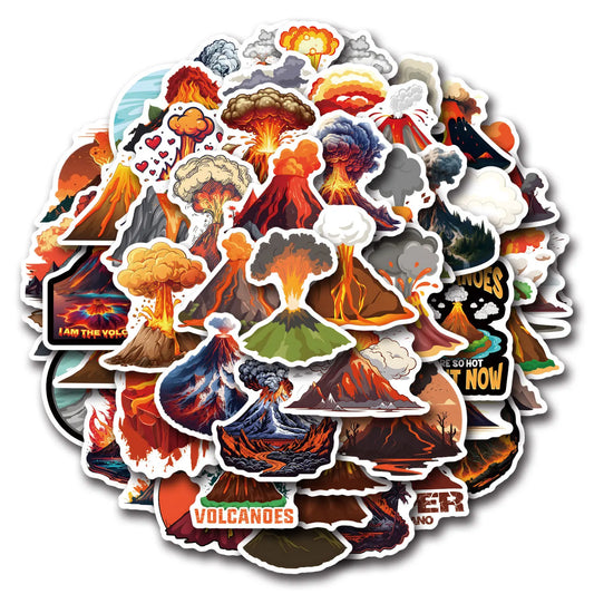 Volcano Cartoon Stickers 10/30/55PCS for Luggage Laptop Guitar Car Bike Skateboard Decals