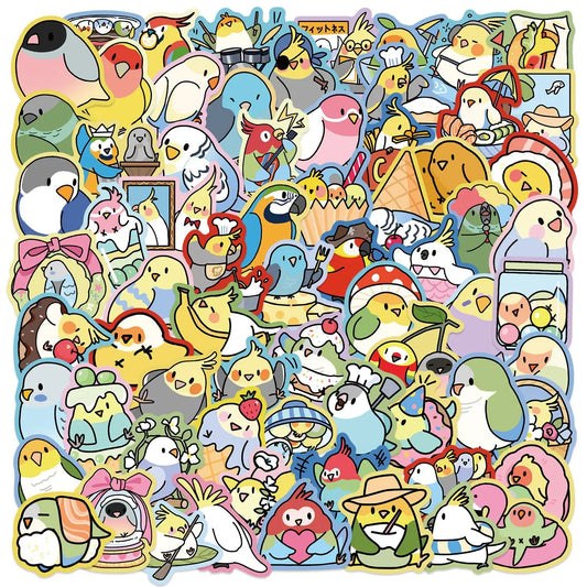 Parrot Cartoon Stickers: Cute Animal Decals for Kids
