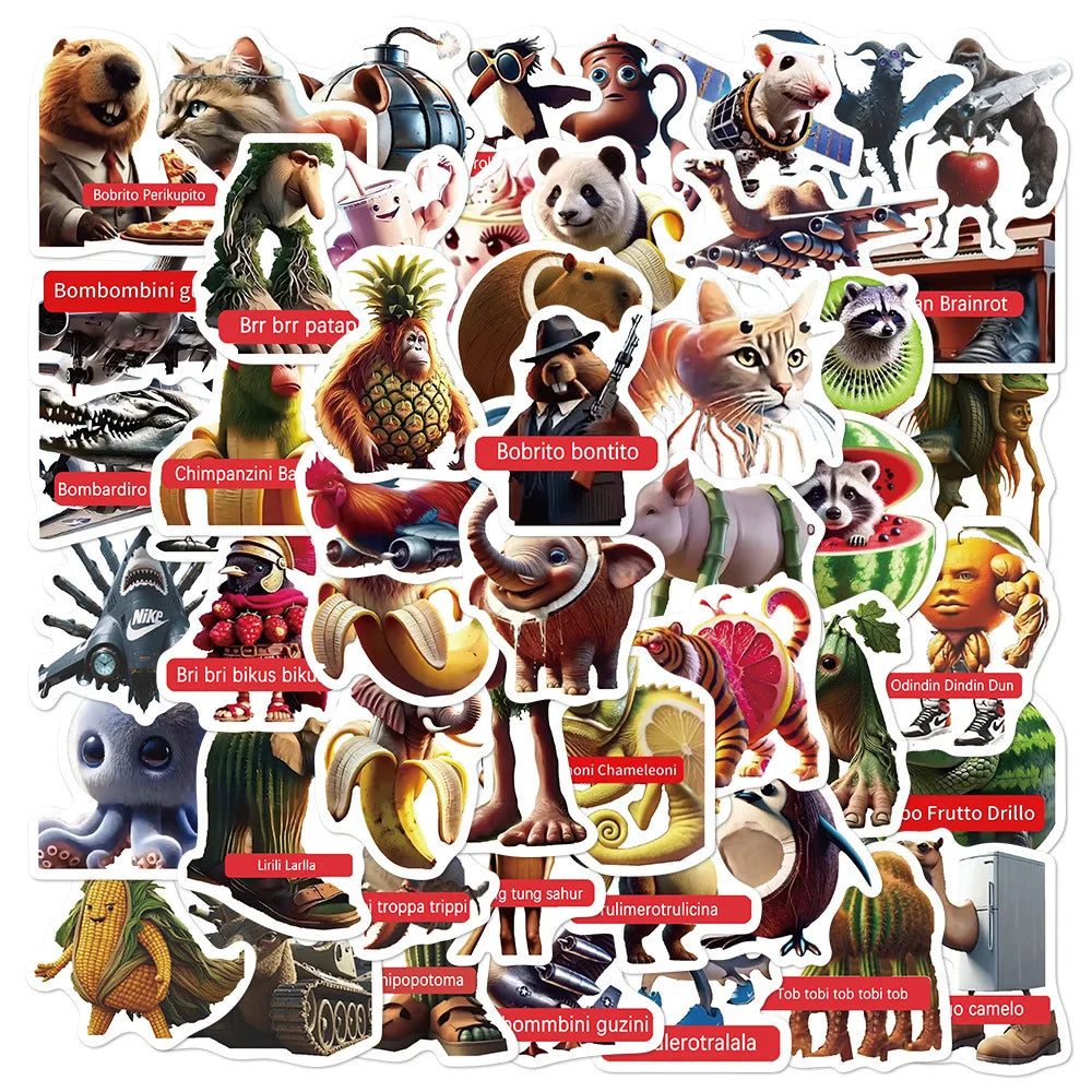 60Pcs Animal Cartoon Stickers for Luggage & Phone