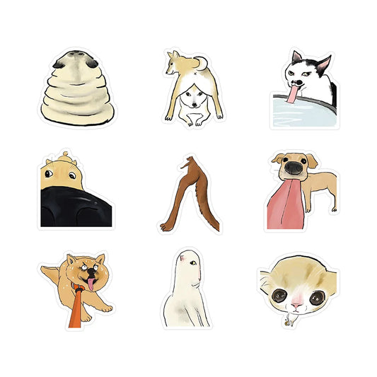Animal Stickers Pack: Dog Cat Cartoon Decals for Luggage, Laptop, Phone, Car, Bike, Skateboard