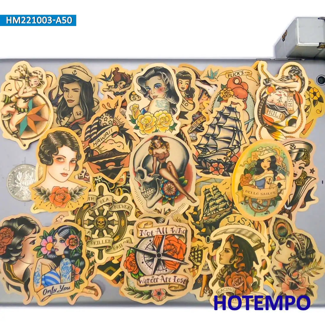 20/30/50Pieces Old School Style Sailor Tattoo Girls Retro Graffiti Stickers for Phone Luggage Bike Car Motorcycle Laptop Sticker