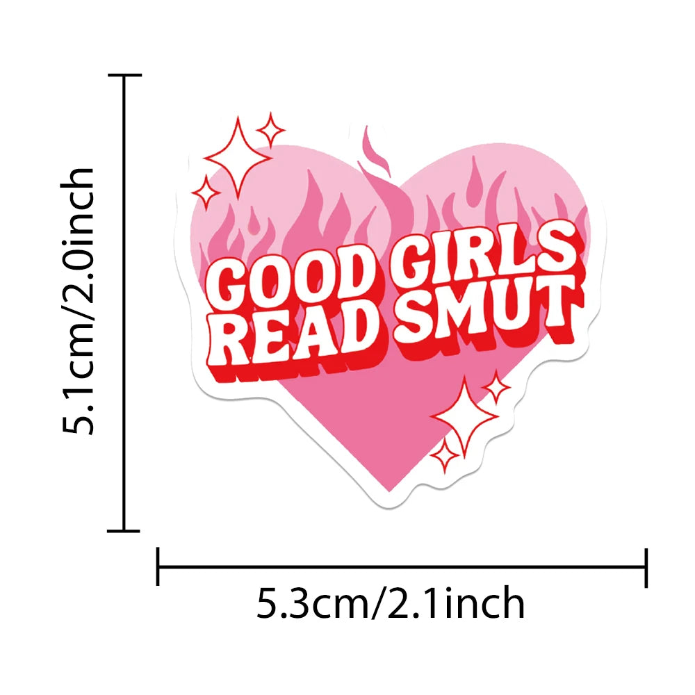 50PCS Pink Smut Bookish Reader Love Cute Girls Sticker Aesthetic Decoration for Kindle Ipad Phone Laptop Diary Decor Sticker