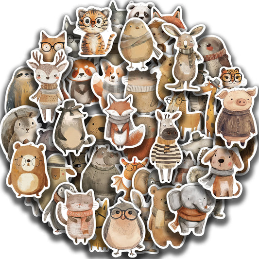 50PCS Cute Animal Stickers for Laptop, Phone, Car, Kids