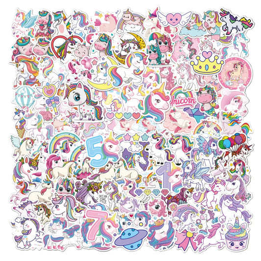 Unicorn Stickers Set: Cute Cartoon Decals for Phone, Laptop, Luggage, Skateboard, Kids