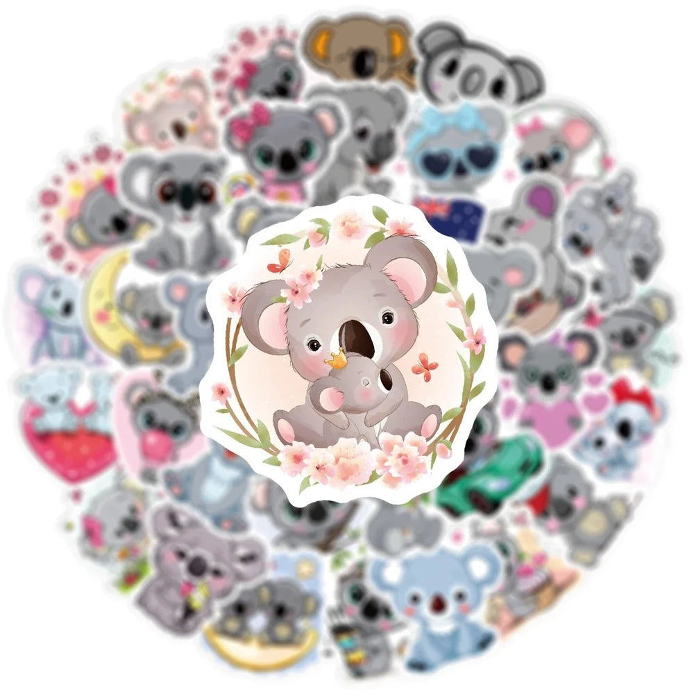 10/50Pcs Kawaii Koala Bear PVC Waterproof Stickers Scrapbooking Diy Luggage Cup Sticker Stationery Supplies 2022