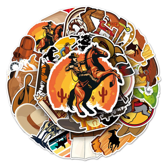 Vintage Western Cowboy Stickers - Laptop, Luggage, Skateboard Decals (10/30/50PCS)