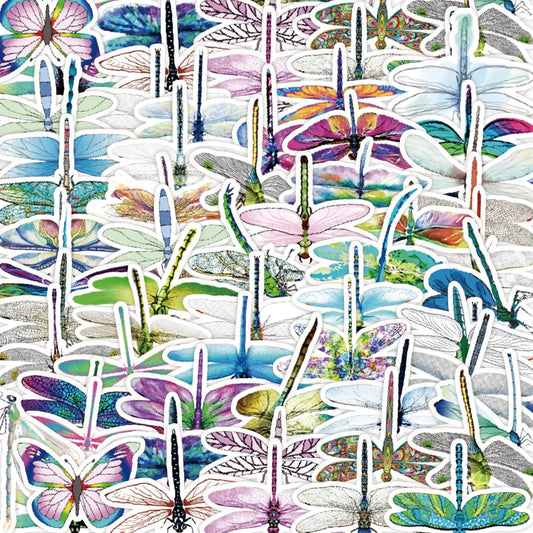 50pcs Cute Dragonfly Graffiti Stickers for Helmet, Wall, DIY Decoration