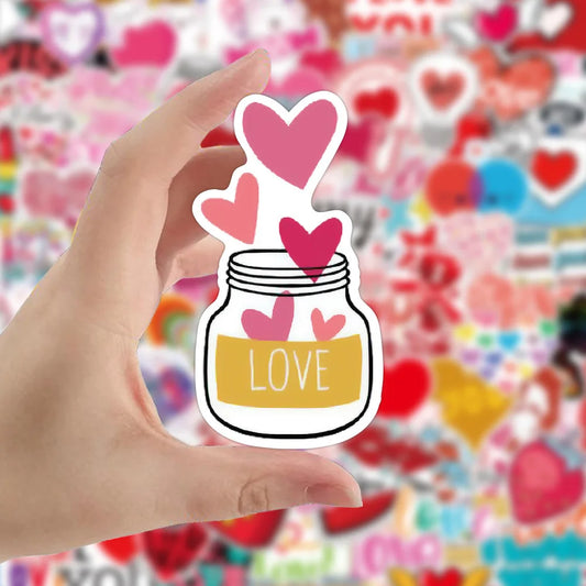 50pcs Valentine's Day Love Cartoon Stickers Waterproof Decorative for Luggage Phone Car Kids