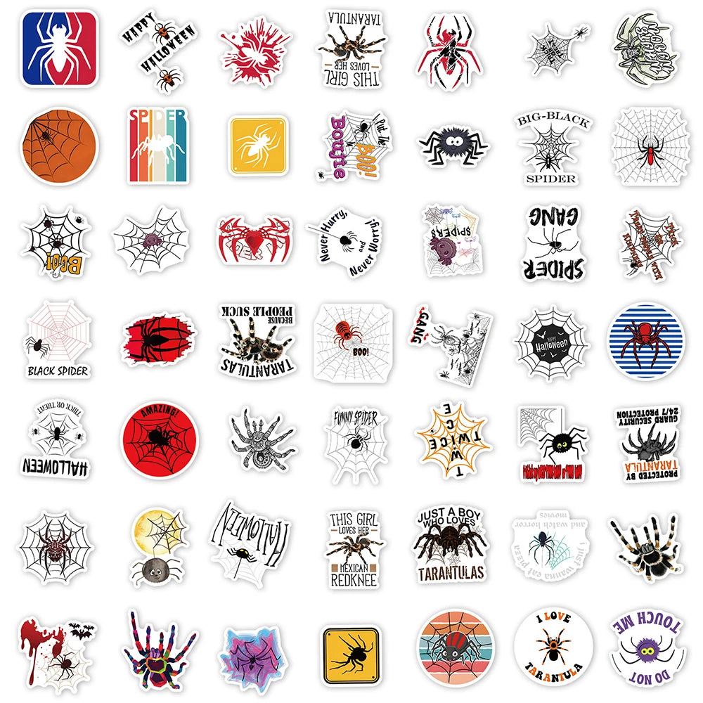 10/30/60PCS Cute Spider Cartoon Stickers Cool Graffiti Decals DIY Phone Notebook Suitcase Bike Laptop Car Waterproof Sticker Toy