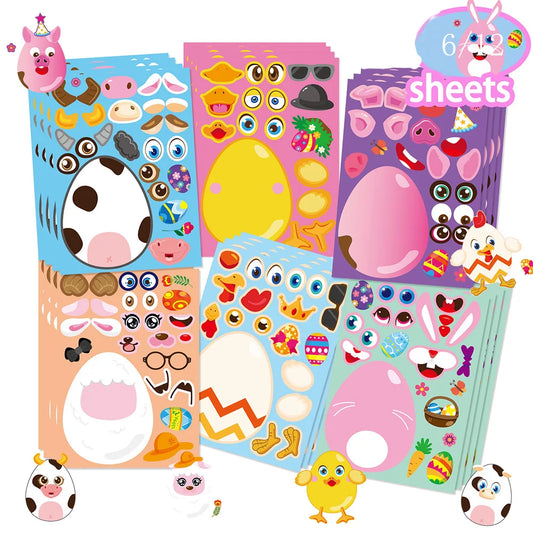 Easter Egg Face Puzzle Stickers Party Game Craft Toy