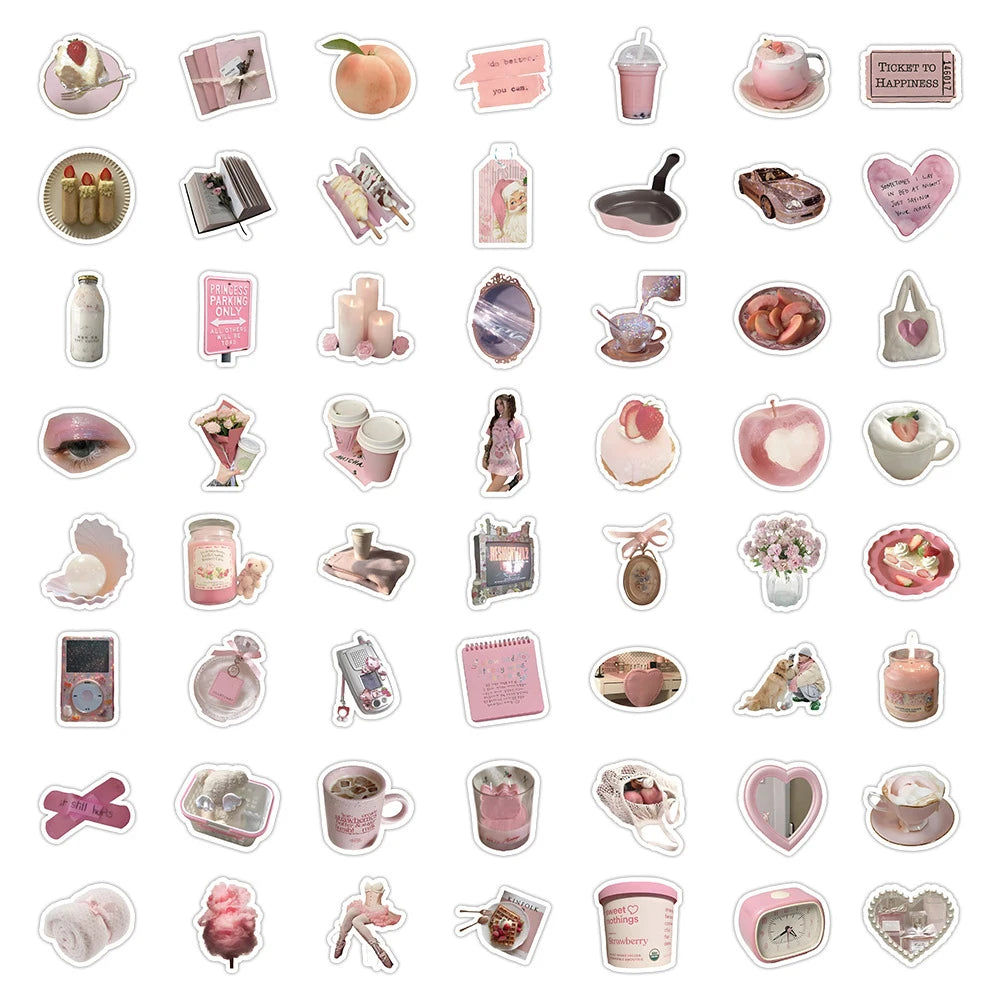 10/30/60PCS Cute Pink Sticker Aesthetic Kids Toys Ins Style Cartoon Decals For Girls DIY Fridge Stationery Phone Laptop Luggage