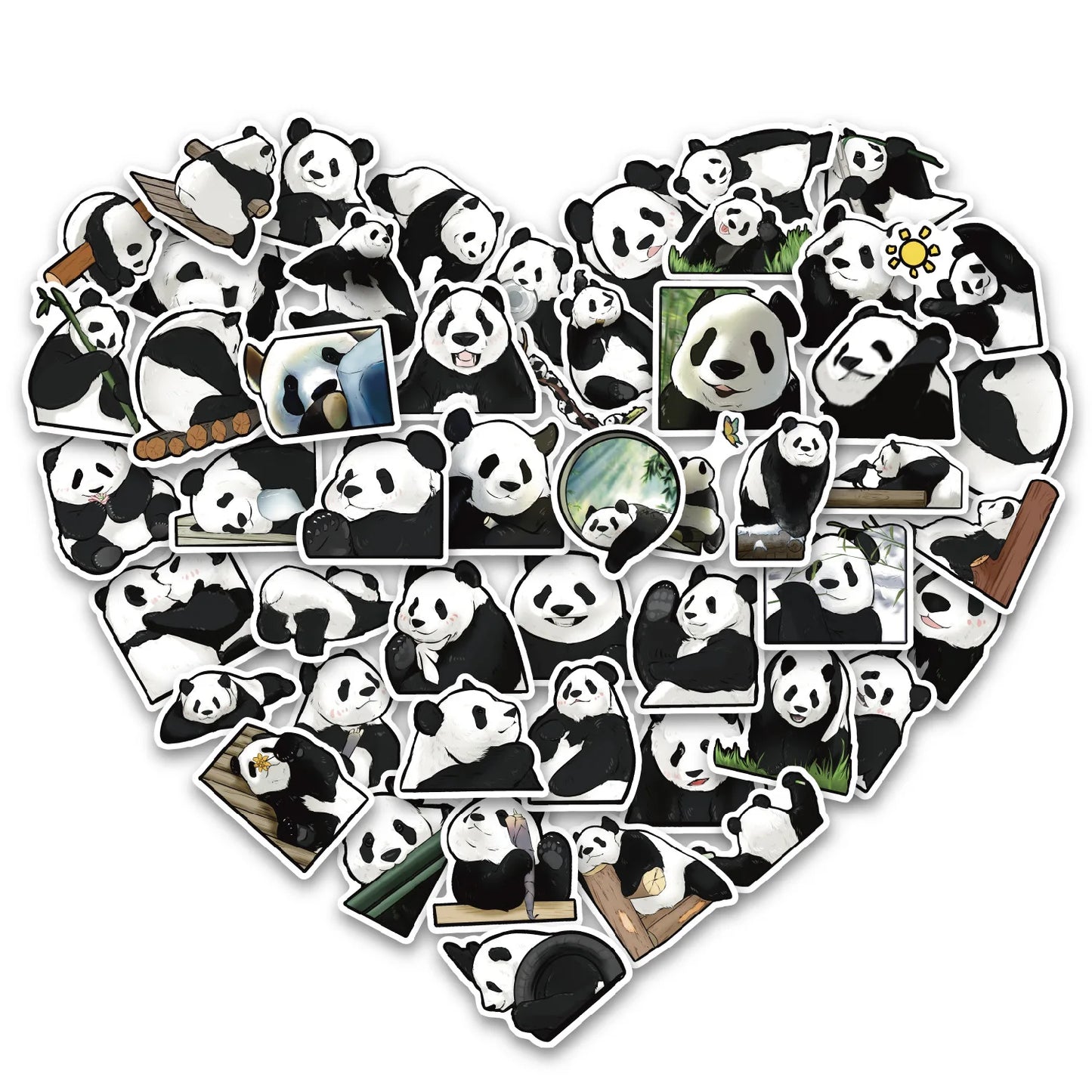 10/30/50PCS Kawaii Panda Stickers Cute Animal Sticker DIY Luggage Laptop Phone Guitar Car Bike Skateboard Graffiti Decals Toy