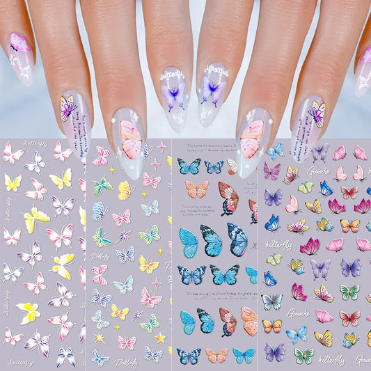 5D Butterfly Flower Nail Stickers for Women