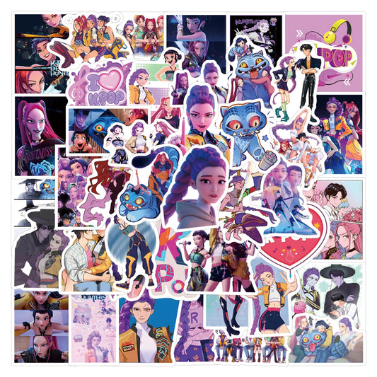 55Pcs Demon Hunters KPop Anime Stickers Waterproof Decals
