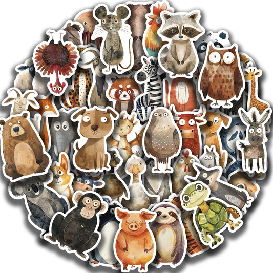 50Pcs Cute Animal Stickers Waterproof Decals for Laptops