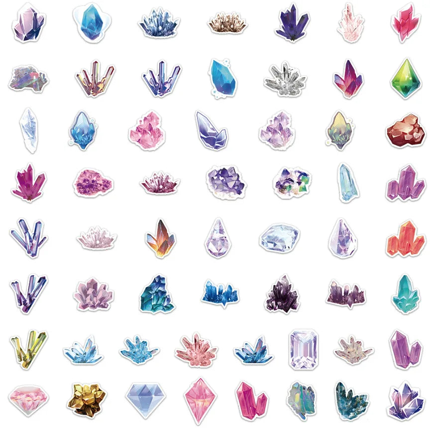 50pcs Crystal Cartoon Graffiti Stickers Waterproof for Laptop, Car, Luggage, Phone, Helmet, Kids Toy