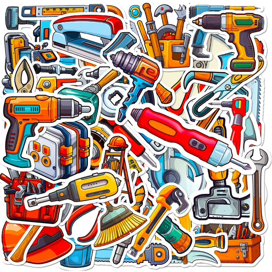 Cartoon Tool Stickers 10/25/50pcs for DIY Scrapbook, Water Bottle, Phone, Laptop, Guitar Decal