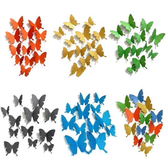 12 Multicolor Butterfly Wall Stickers for Home and Wedding Decor