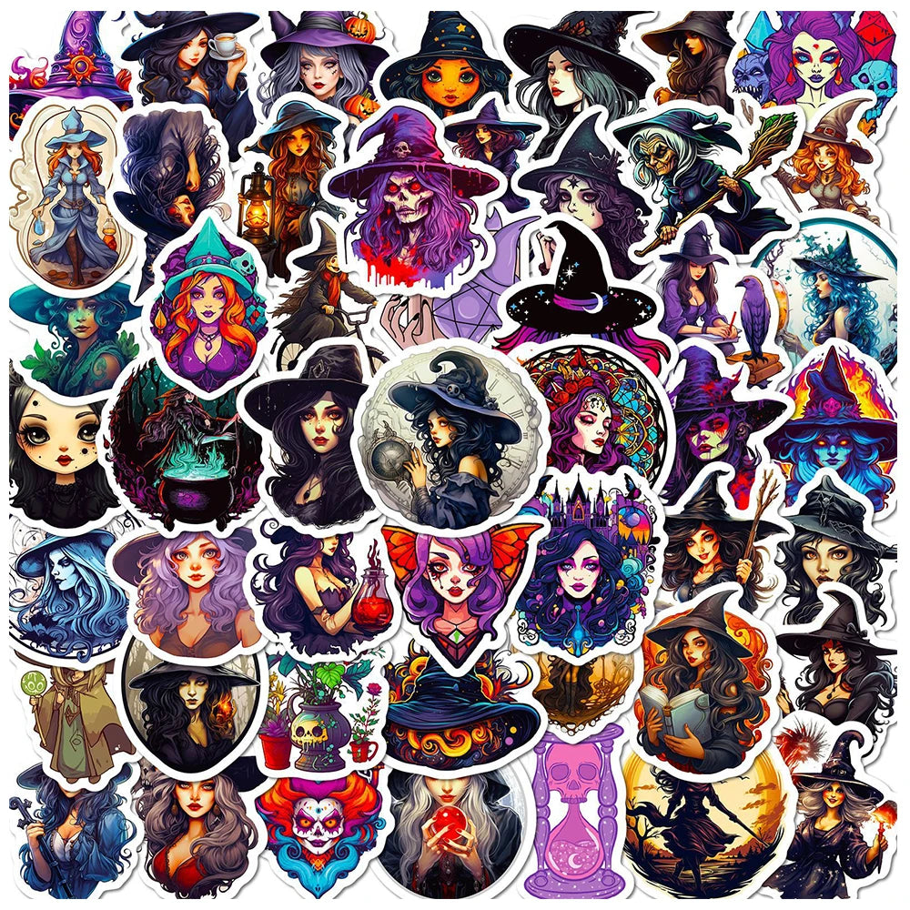 10/30/50pcs Anime Gothic Witch Graffiti Stickers Horror Decals Skateboard Laptop Phone Diary Cool Waterproof Sticker Kids Toys