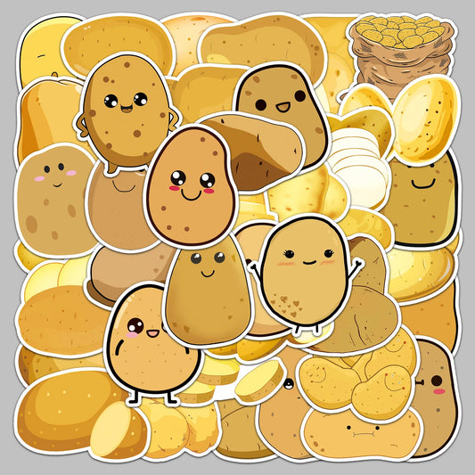50pcs Cartoon Potato Vegetable Stickers for Helmet, Wall, DIY Decoration