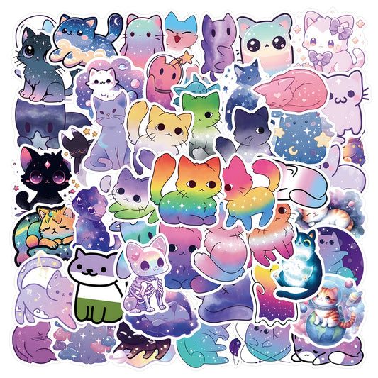 Kawaii Cat Starry Sky Stickers Waterproof Decals for Laptop, Fridge, Luggage - 10/30/55pcs