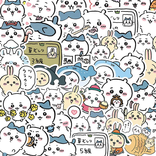 60PCS Kawaii Chiikawa Cartoon Stickers for Motorcycle, Water Cup, Skateboard, Car, Kids Toys, Gift Decoration