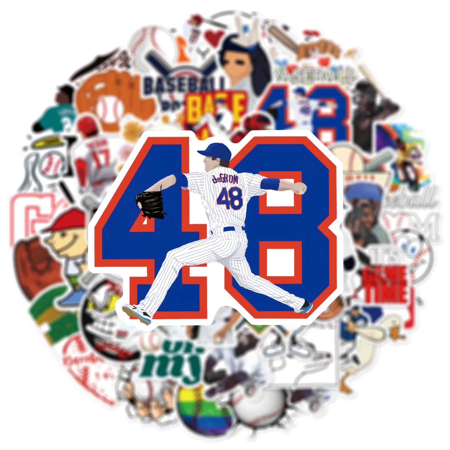 50Pcs Cartoon Baseball Series Graffiti Stickers Suitable for Laptop Helmets Desktop Decoration DIY Stickers Toys Wholesale