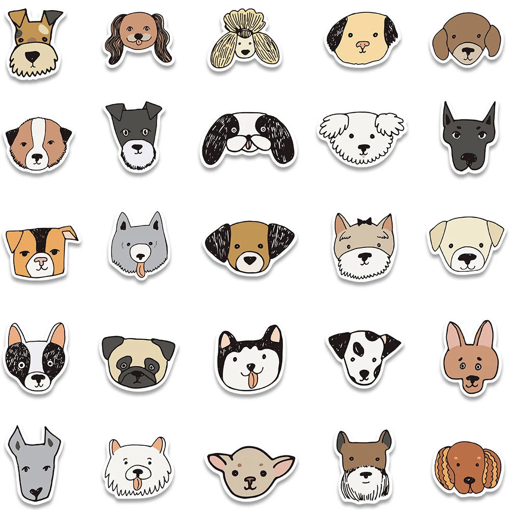 50pcs Cute Aesthetic Cartoon Cats and Dogs Animals Graffiti Stickers For Phone Laptop Fridge Cup Waterproof Decals Kids Toy