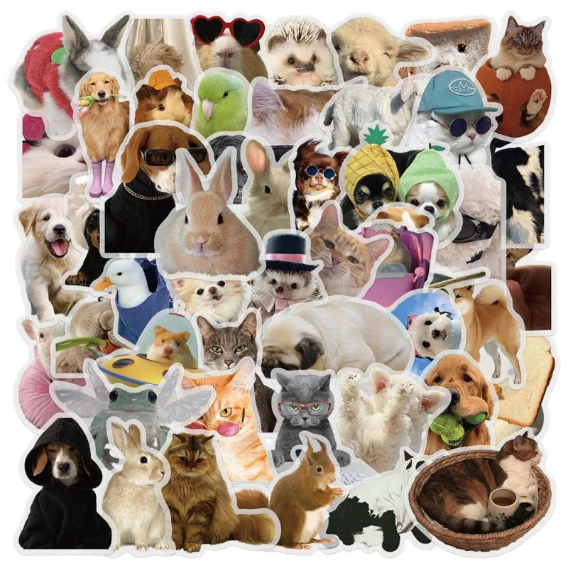 50pcs Cute Animal Graffiti Stickers for Helmet, Wall, DIY Decoration Wholesale