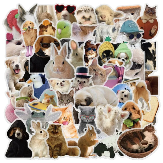 50pcs Cute Animal Graffiti Stickers for Helmet, Wall, DIY Decoration Wholesale